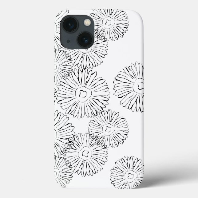 Abstrakte Frühlingsblumen in Schwarz-Weiß Case-Mate iPhone Hülle (Rückseite)