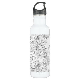 Abstrakte Frühlingsblumen in Schwarz-Weiß Edelstahlflasche