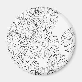 Abstrakte Frühlingsblumen in Schwarz-Weiß Magnet