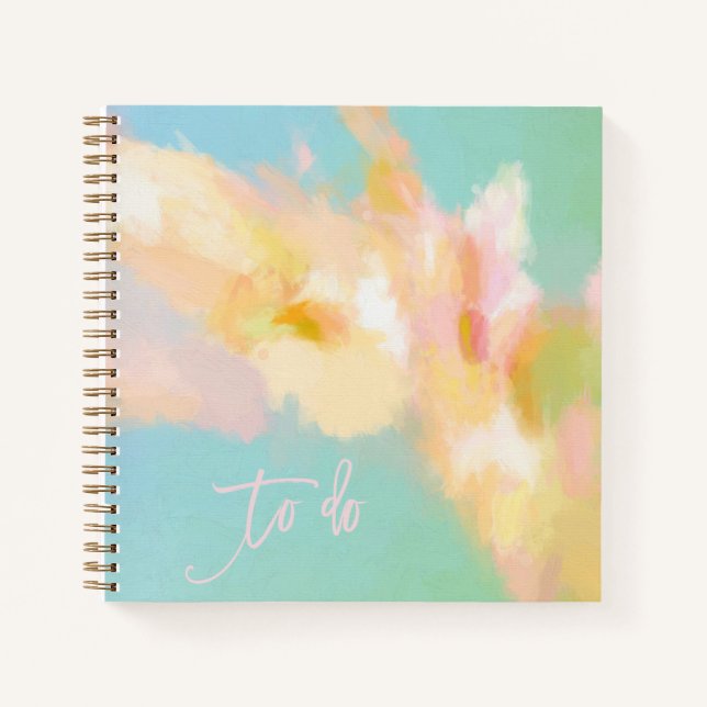Abstrakte Frühlingsfarbe Aqua und rosa Notebook Notizbuch (Vorderseite)