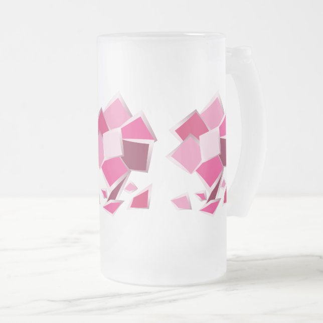 Abstrakte Fuchsie-Blume Mattglas Bierglas (VorderseiteRechts)