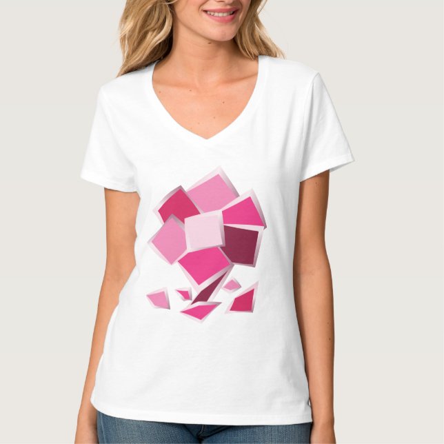 Abstrakte Fuchsie-Blume T-Shirt (Vorderseite)