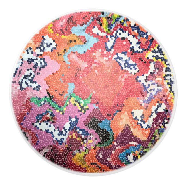 Abstrakte Funky Pink Pastelle Keramikknauf (Vorderseite)
