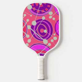 Abstrakte, funky, rosa, lila und weiße Geoformen. Pickleball Schläger