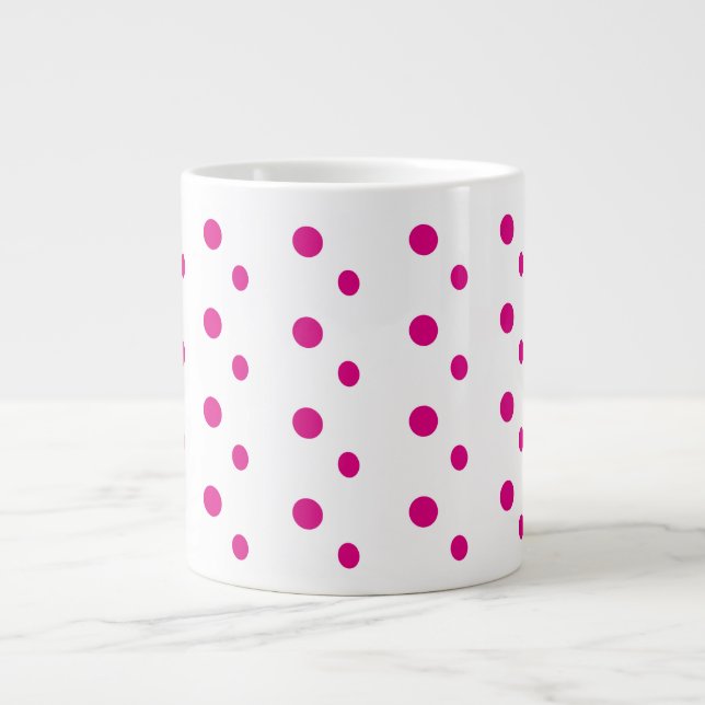 Abstrakte, funky rosa Polka Punkte Jumbo-Tasse (Vorderseite)