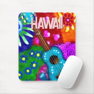 Abstrakte Funky Ukulele Floral Tropical Aquamarin Mousepad