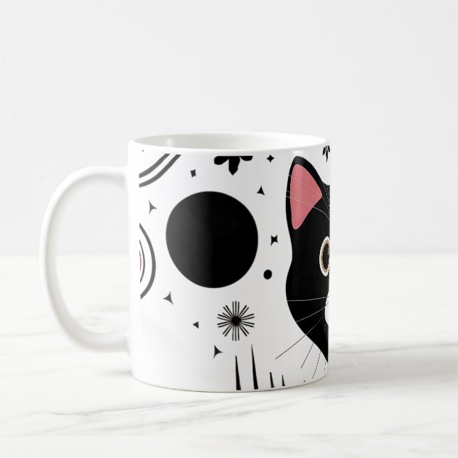 Abstrakte Funny Black Cat Kaffeetasse (Links)