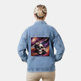 Abstrakte galaktische Schädelfloral Jeansjacke