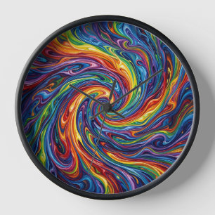 Abstrakte Galaxie-Nebel-Swirbel-Regenbogen-Kunstuh Uhr