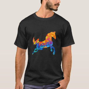 Abstrakte Galoppierende Pferd-Aquarelle Reitsport T-Shirt