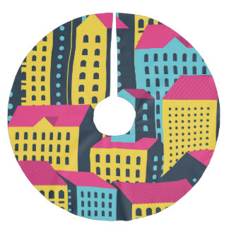 Abstrakte Gebäude Landschaft Vintag Polyester Weihnachtsbaumdecke