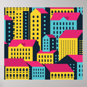 Abstrakte Gebäude Landschaft Vintag Poster