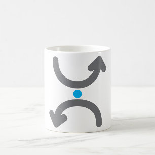 Abstrakte gebogene Pfeile tauschen symbolischen Fl Kaffeetasse