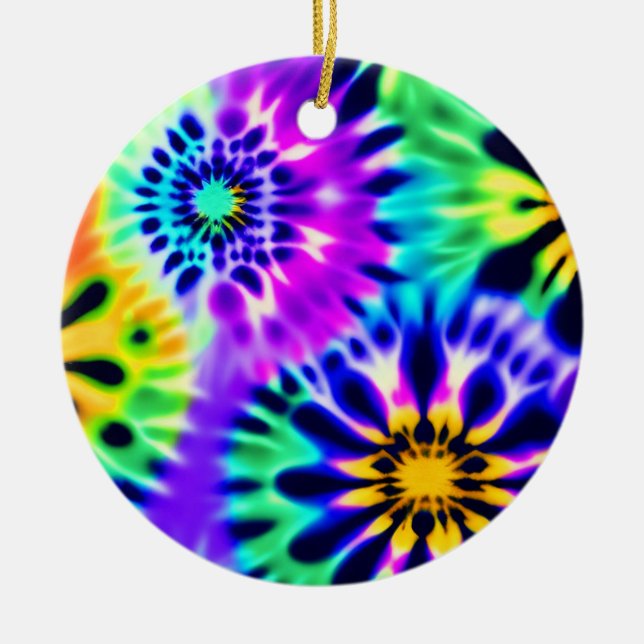 Abstrakte Gefärbte Krawatte Adire Muster Keramik Ornament (Vorne)