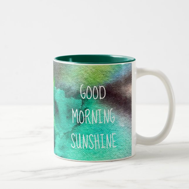 Abstrakte gefärbte Krawatte aus blaugrünem Marmor Zweifarbige Tasse (Rechts)