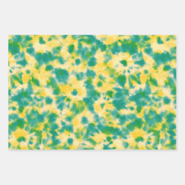 Abstrakte Gefärbte Krawatte von Grün und Gelb Geschenkpapier Set