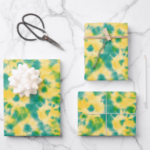 Abstrakte Gefärbte Krawatte von Grün und Gelb Geschenkpapier Set