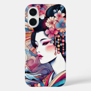 Abstrakte Geisha-Rosa-Blume iPhone 16 Hülle