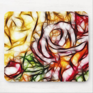 Abstrakte gelbe Licht-Rosen-Kunstvolle Blumen-Glut Mousepad