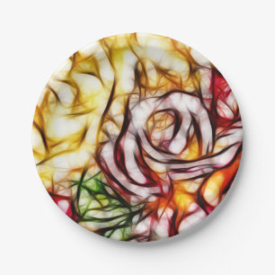 Abstrakte gelbe Lichtrosenkunst, florale Ausstrahl Pappteller