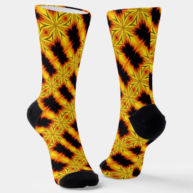 Abstrakte, gelbe und braune Abstrakte Kunst Socken (Gewinkelt)