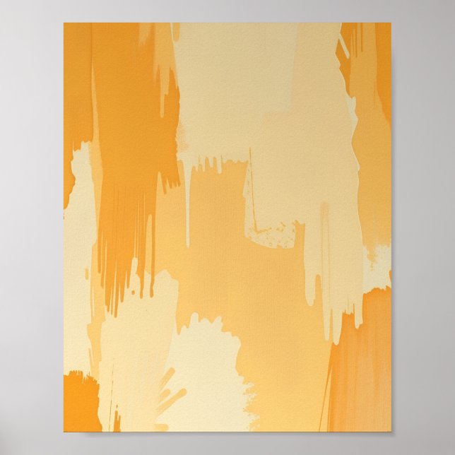 Abstrakte gelbe und cremige Pinselstriche  Poster (Vorne)