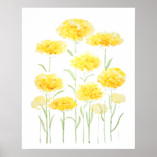 abstrakte Gelbpfeil-Blume Aquarell 1 Poster