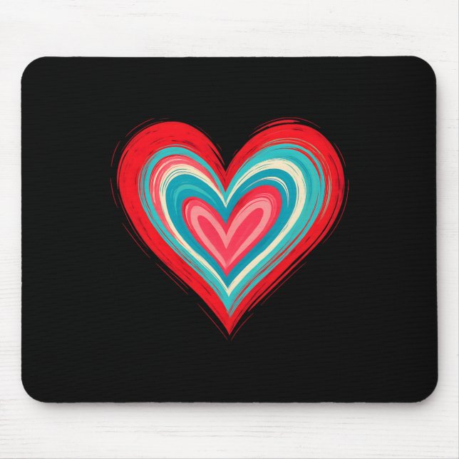 Abstrakte gemalte Herz-Valentin-Liebeskunst Mousepad (Vorne)