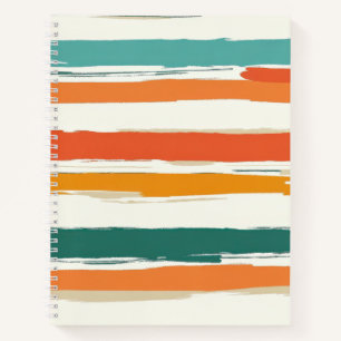 Abstrakte gemalte horizontale Pinselstreifen Boho Notizbuch