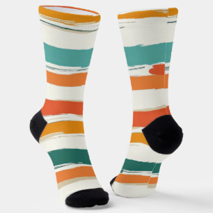 Abstrakte gemalte horizontale Pinselstreifen Boho Socken