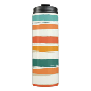 Abstrakte gemalte horizontale Pinselstreifen Boho Thermosbecher