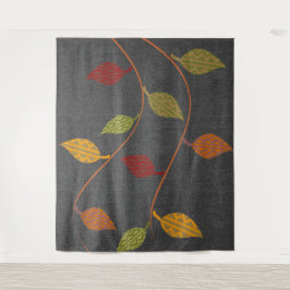 Abstrakte Gemusterte Blätter Zweige Wandteppich