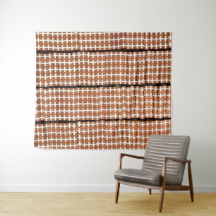 Abstrakte Geometrie in braun und weiß Wandteppich