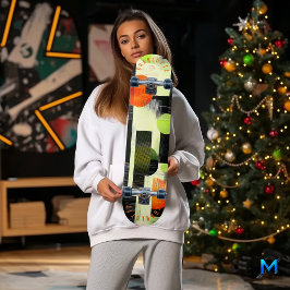 Abstrakte Geometrie mit fett orangefarben und grün Skateboard