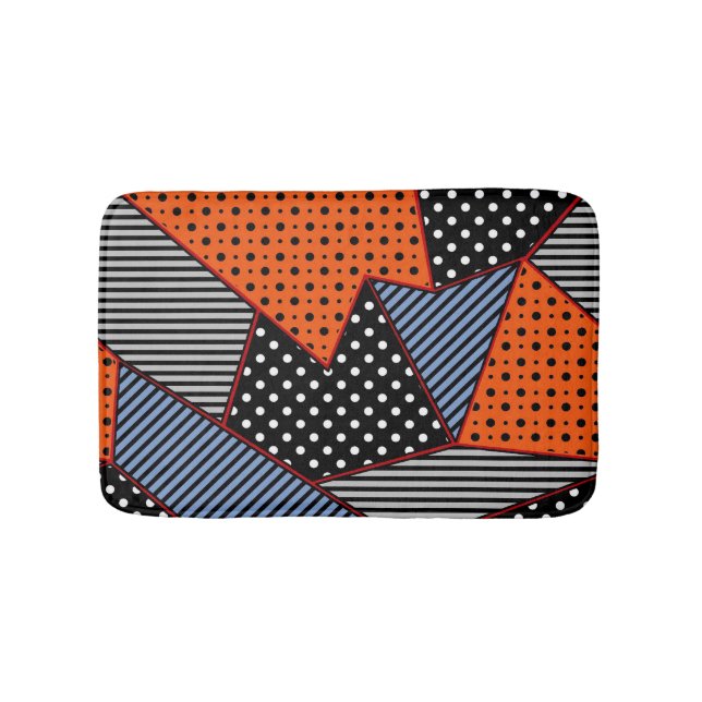 Abstrakte Geometrie: Orange Blue Patter Badematte (Vorderseite)