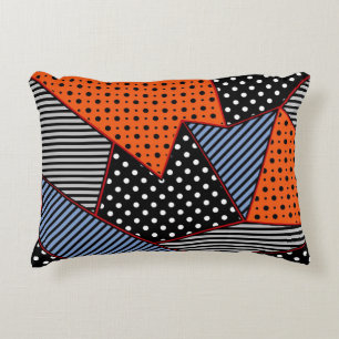 Abstrakte Geometrie: Orange Blue Patter Dekokissen