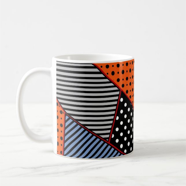Abstrakte Geometrie: Orange Blue Patter Kaffeetasse (Links)