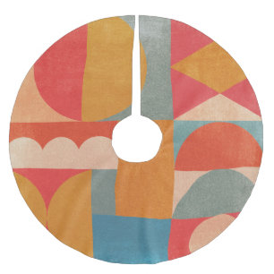 Abstrakte Geometrie: Vintage Papiertextur Polyester Weihnachtsbaumdecke