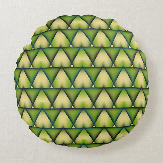 Abstrakte geometrisch grüne Textur Rundkissen Rundes Kissen (Vorderseite)