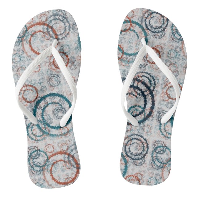 Abstrakte geometrische aquamarine und rostfreie Ge Flip Flops (Fußbett)