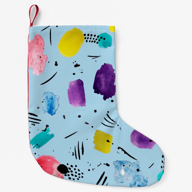 Abstrakte geometrische Aquarellformen mit Farbstif Kleiner Weihnachtsstrumpf (Vorderseite)