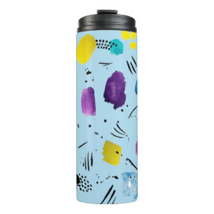 Abstrakte geometrische Aquarellformen mit Farbstif Thermosbecher