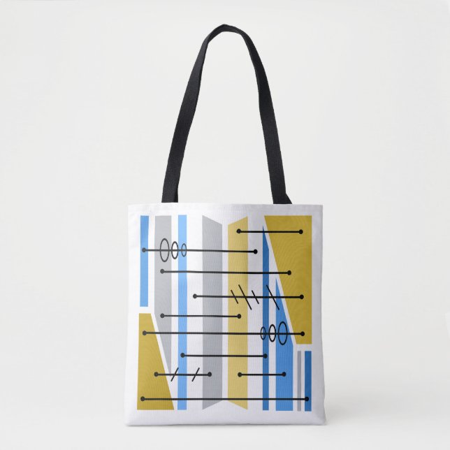 Abstrakte geometrische Art Blue Gold Tasche (Vorderseite)
