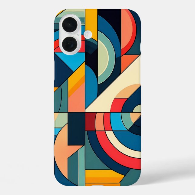 Abstrakte geometrische Art - Farbgitterkomposition iPhone 16 Plus Hülle (Rückseite)
