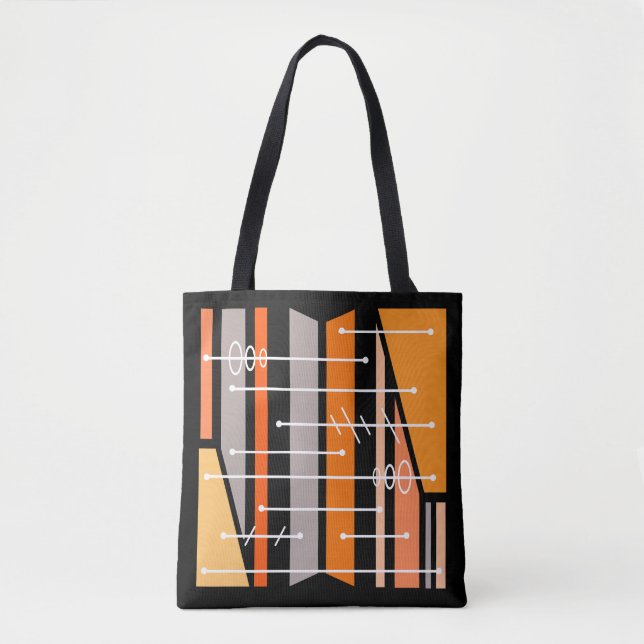Abstrakte geometrische Art Schwarz Orange Tasche (Vorderseite)