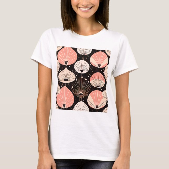 Abstrakte geometrische Atomtropfen rosa T-Shirt (Vorderseite)