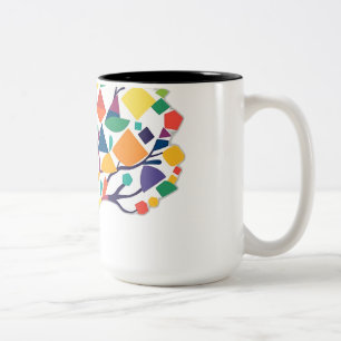 Abstrakte geometrische Baumkunst Zweifarbige Tasse