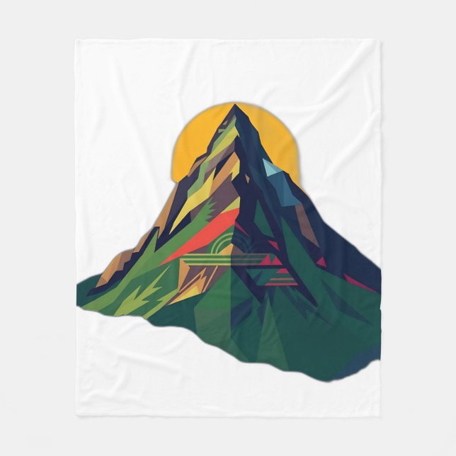 Abstrakte geometrische Berglandschaft Fleecedecke (Vorderseite)