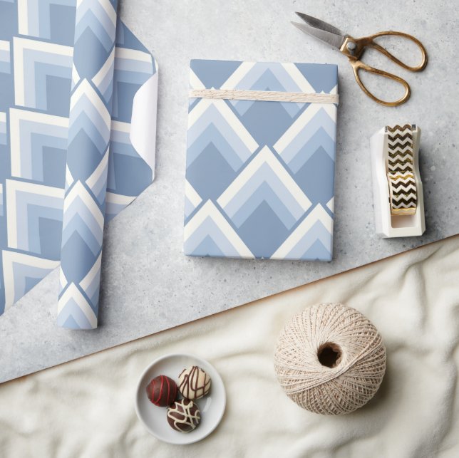 Abstrakte geometrische, blaue und weißliche 2-Pack Geschenkpapier (Basteln)