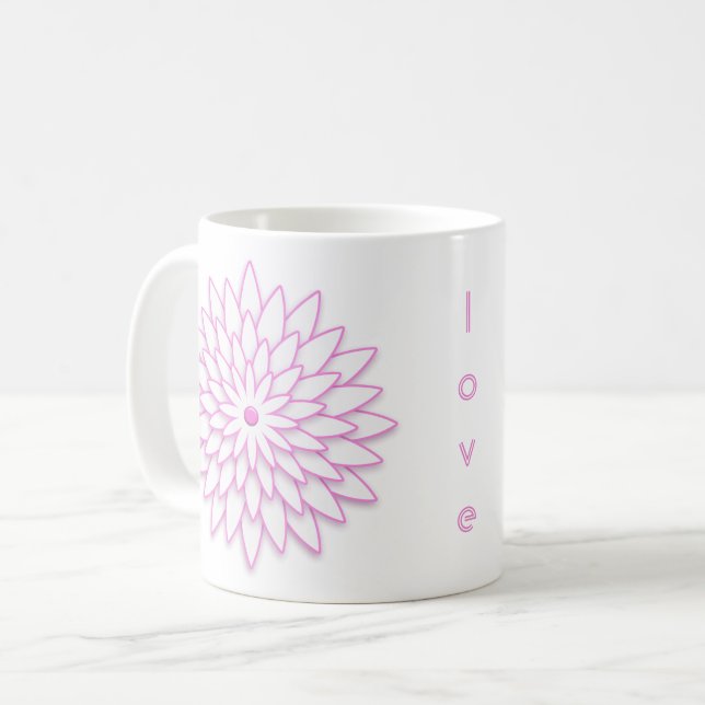 Abstrakte geometrische Blume. Text Kaffeetasse (Vorderseite Links)